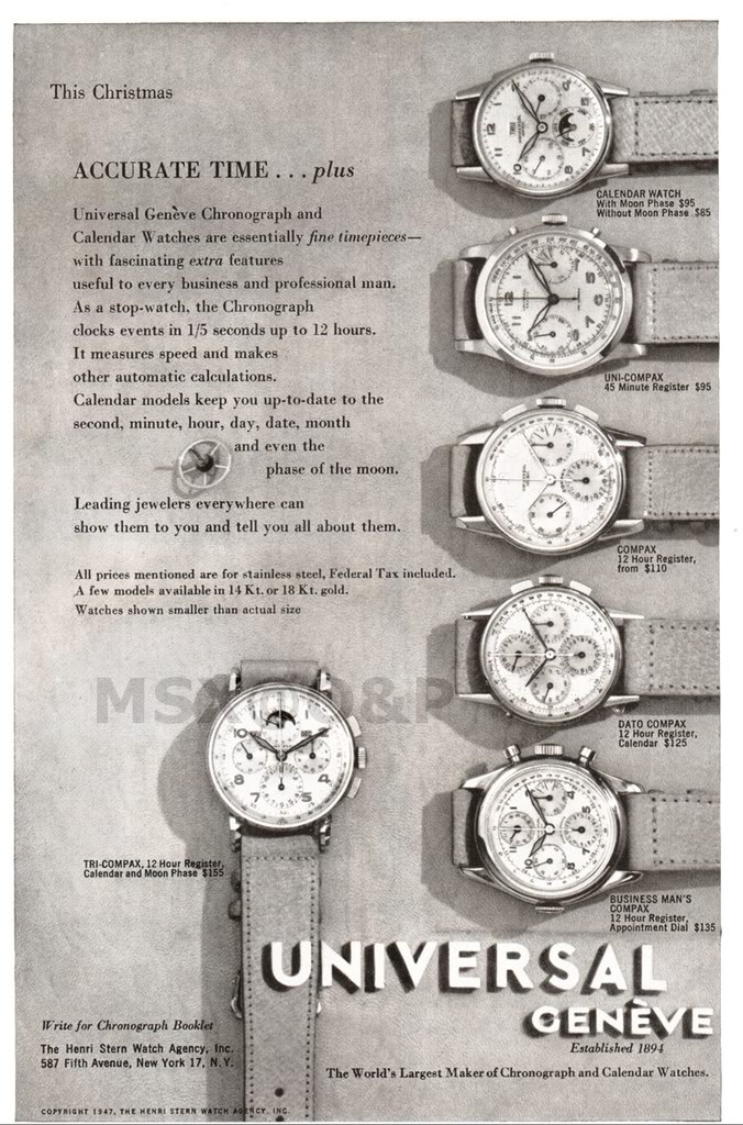 Selges/byttes Universal Aero Compax 1945 TIDSSONEN