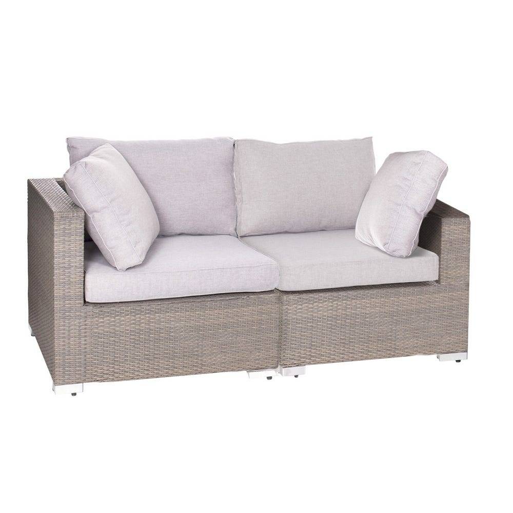 Sofá para jardim Marlene de Ratan Sintético com 2 lugares, Cor Taupe