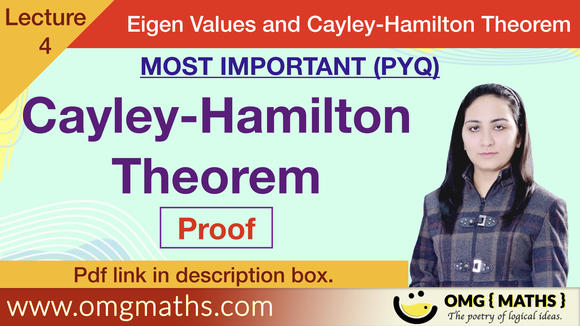 Eigen Values and CayleyHamilton Theorem OMG { Maths }