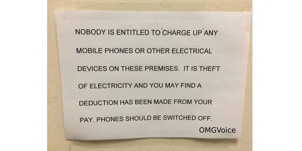Angry Manager Tell Employees To Stop Charging Phones At Work Because