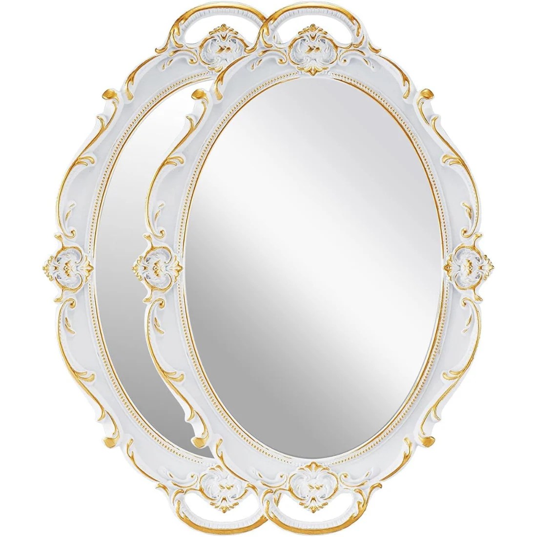 OMIRO Decorative Wall Mirror, Vintage Carved Hanging Mirrors for Bedro