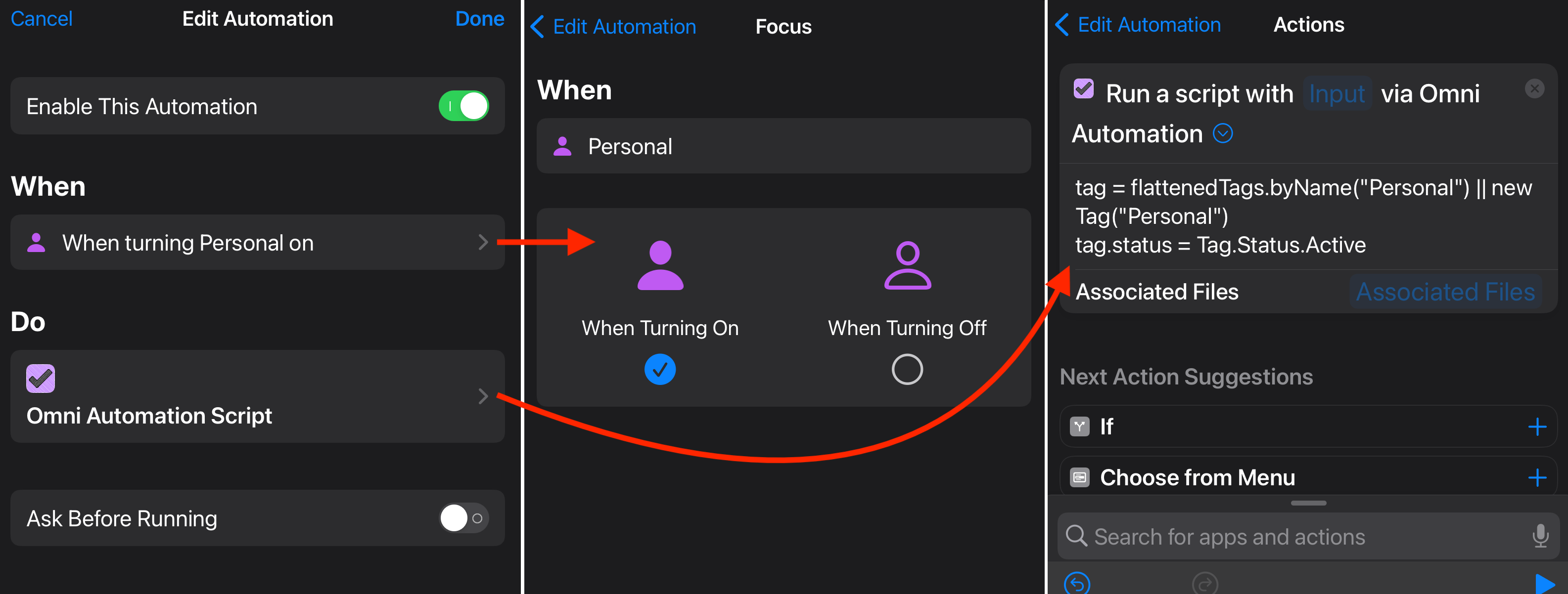 Omni Automation Shortcuts App