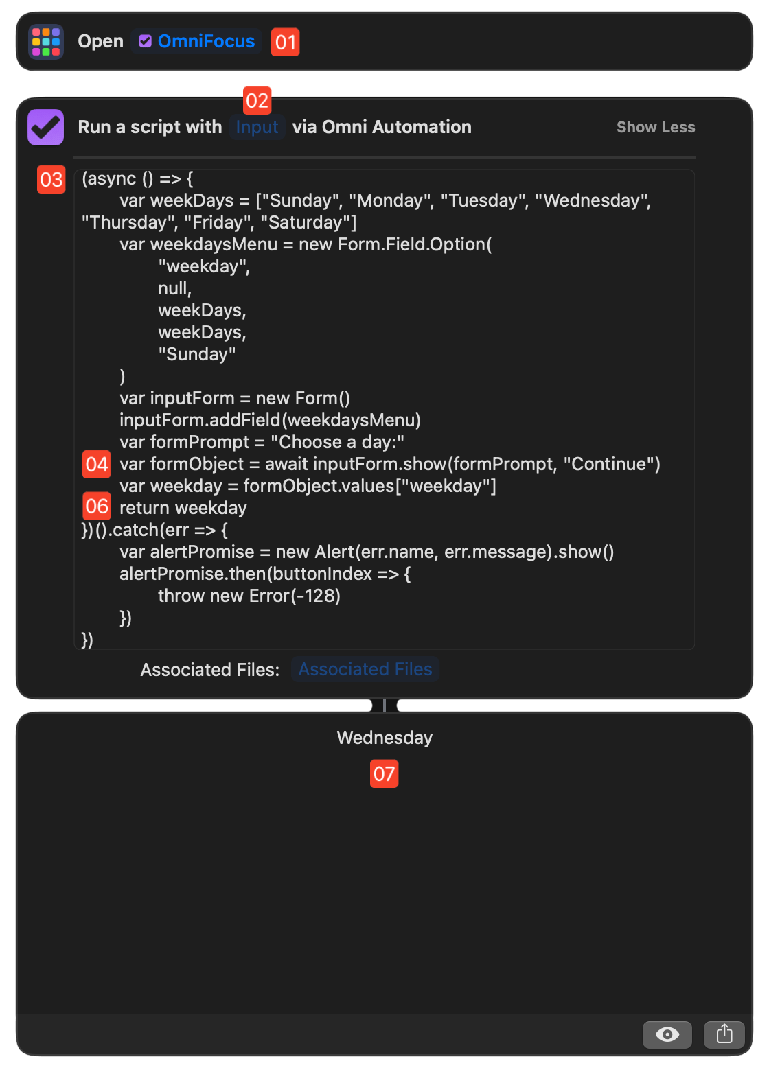 Omni Automation Script Action Interface