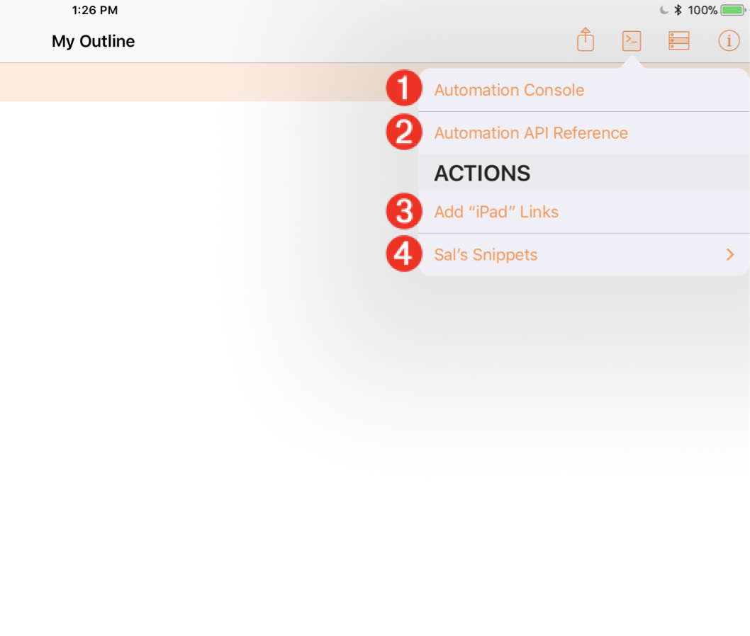 Omni Automation OmniOutliner iOS Tutorial Console