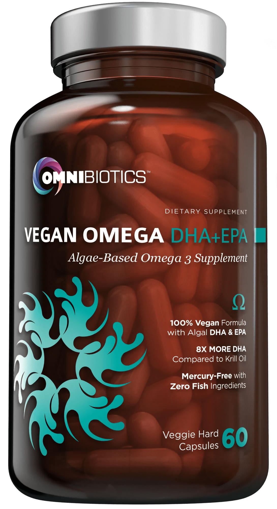 Vegan DHA + EPA Supplement Best Source of Omega 3 Algal Oil OmniBiotics