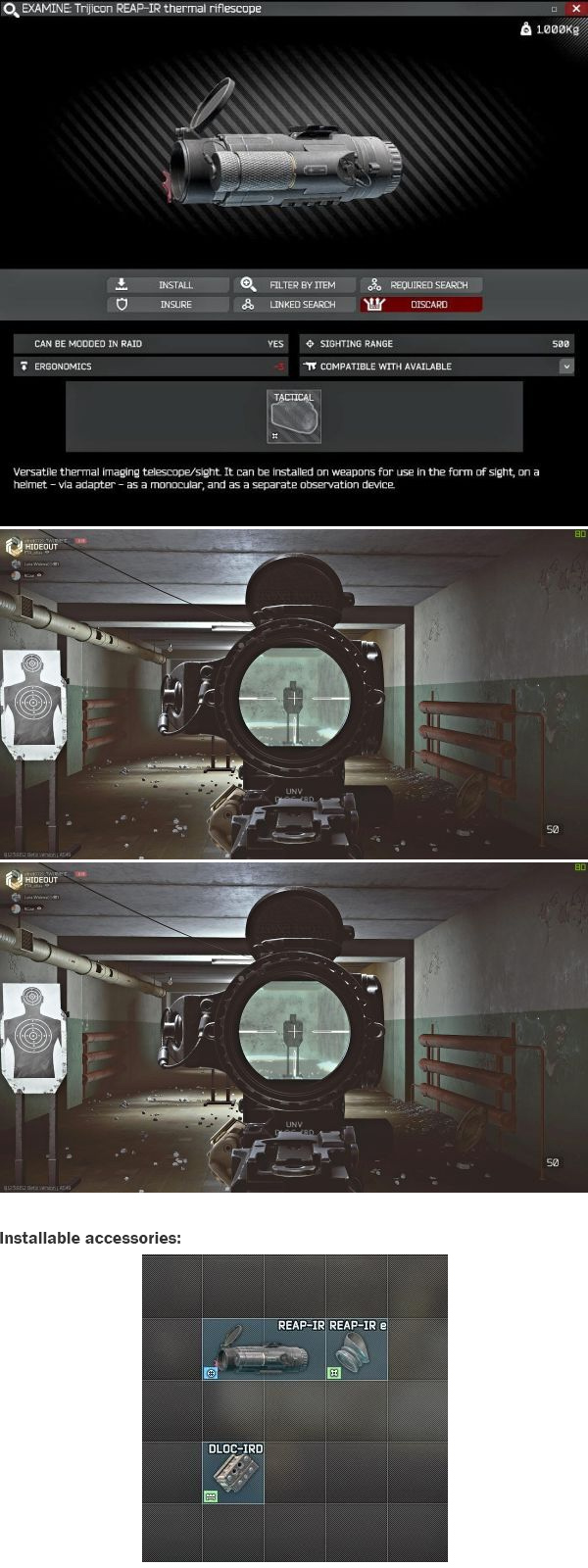 Escape from Tarkov All Sight Data Detailed Guide Escape From Tarkov