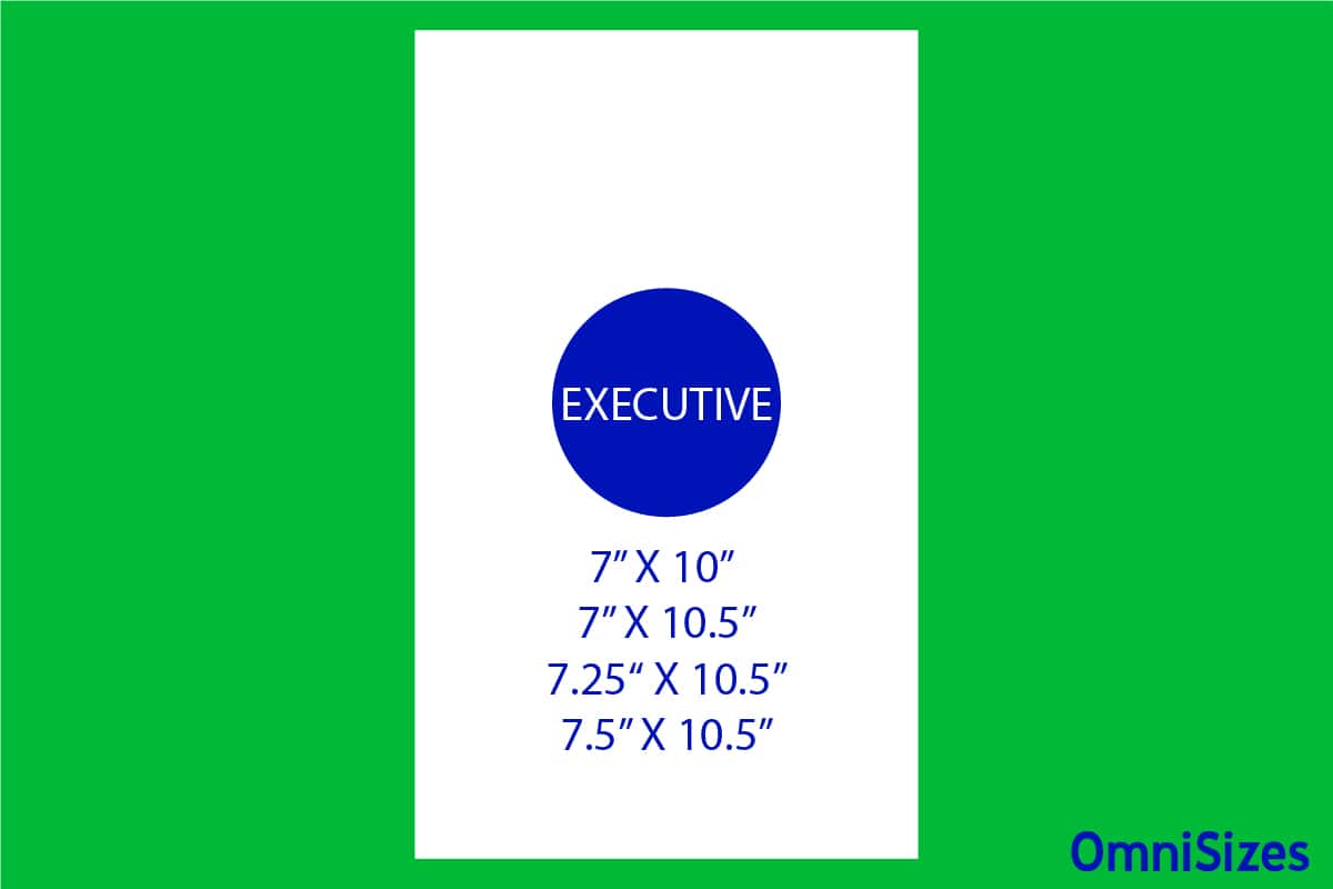 Executive Paper Size Sizes of Objects and Stuff