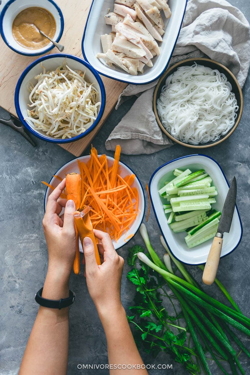 Chicken Spring Rolls with Peanut Sauce Omnivore's Cookbook