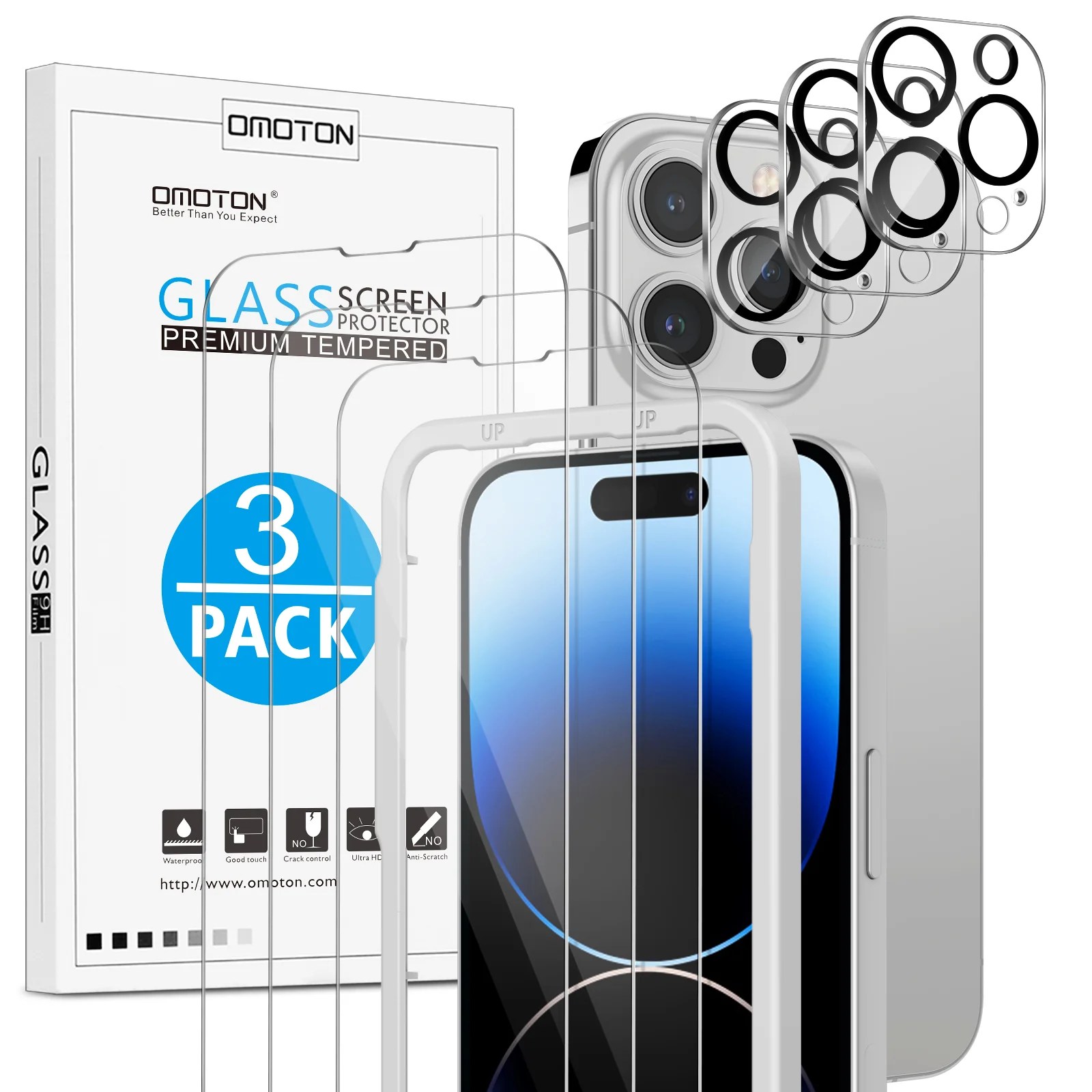 iPhone 14 Pro Screen Protector, Lens Protector, 3+3 OMOTON