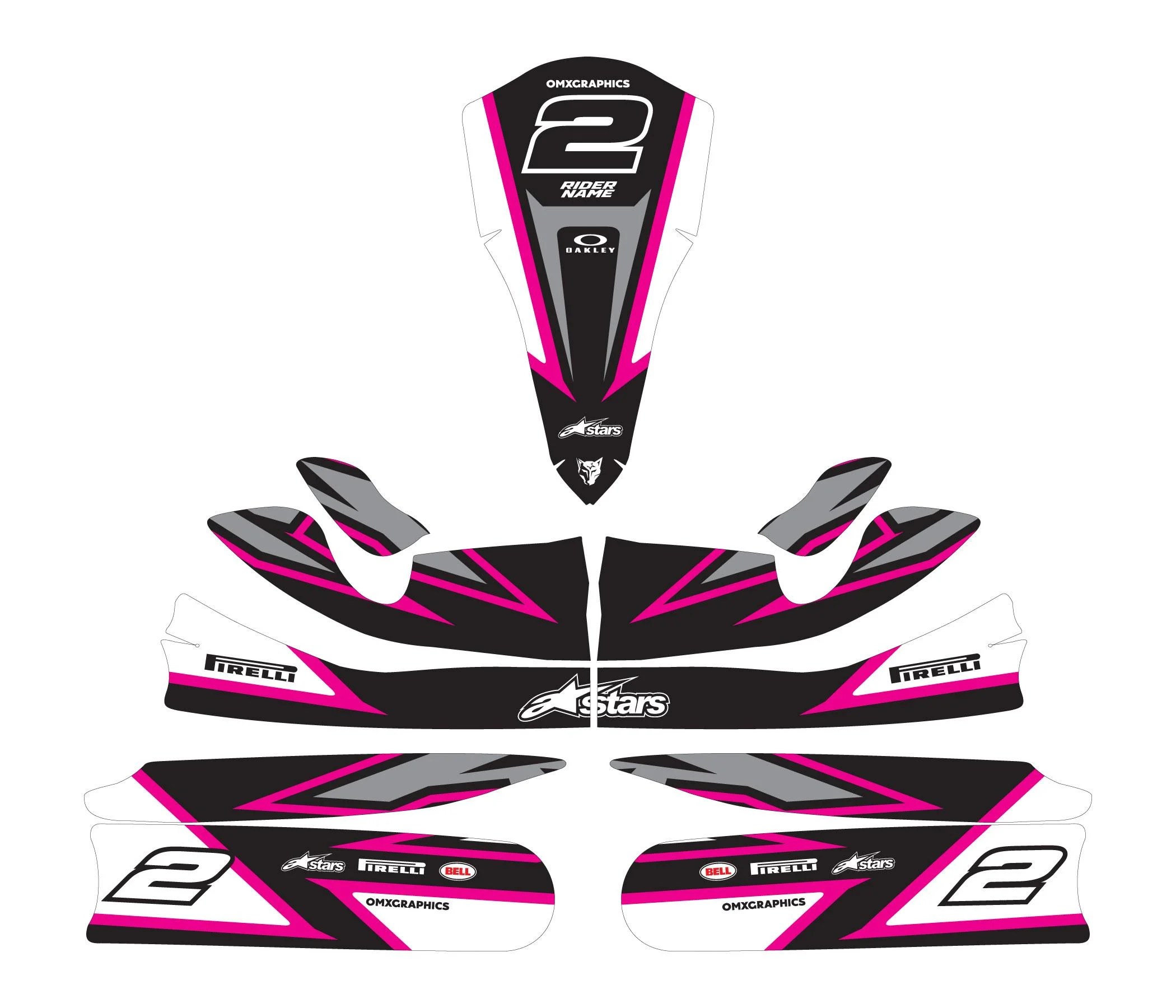 Kart Decals Kit 'OUTLAW' OMXGraphics Premium Quality