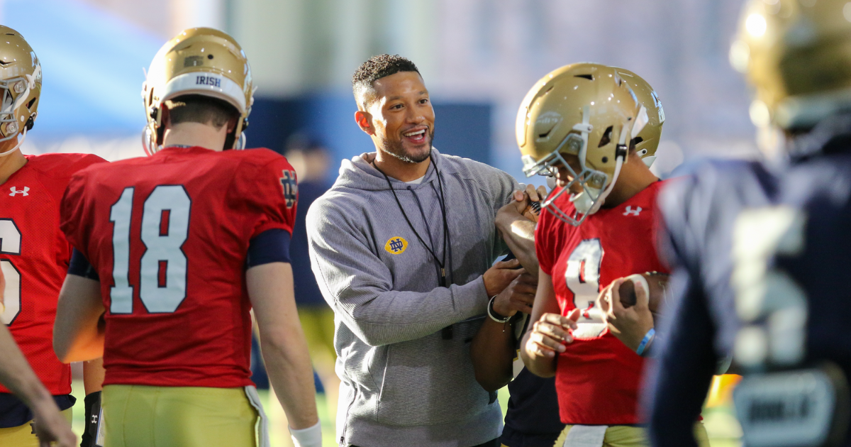 Notre Dame HC Marcus Freeman talks scrimmage, QB timeline