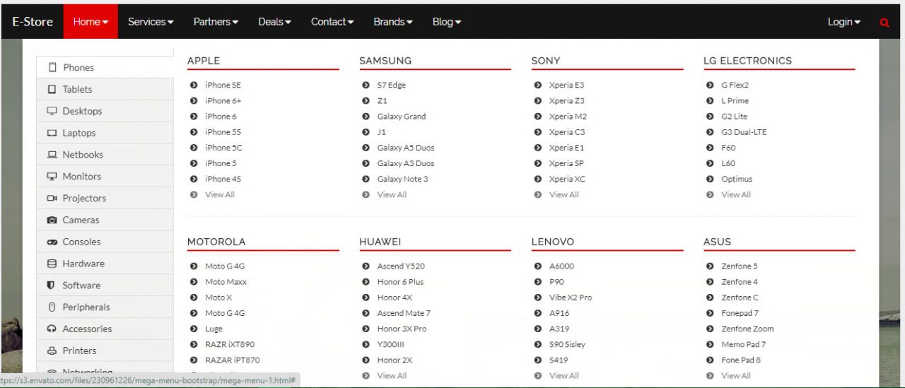 Bootstrap sidebar menu with submenu on hover