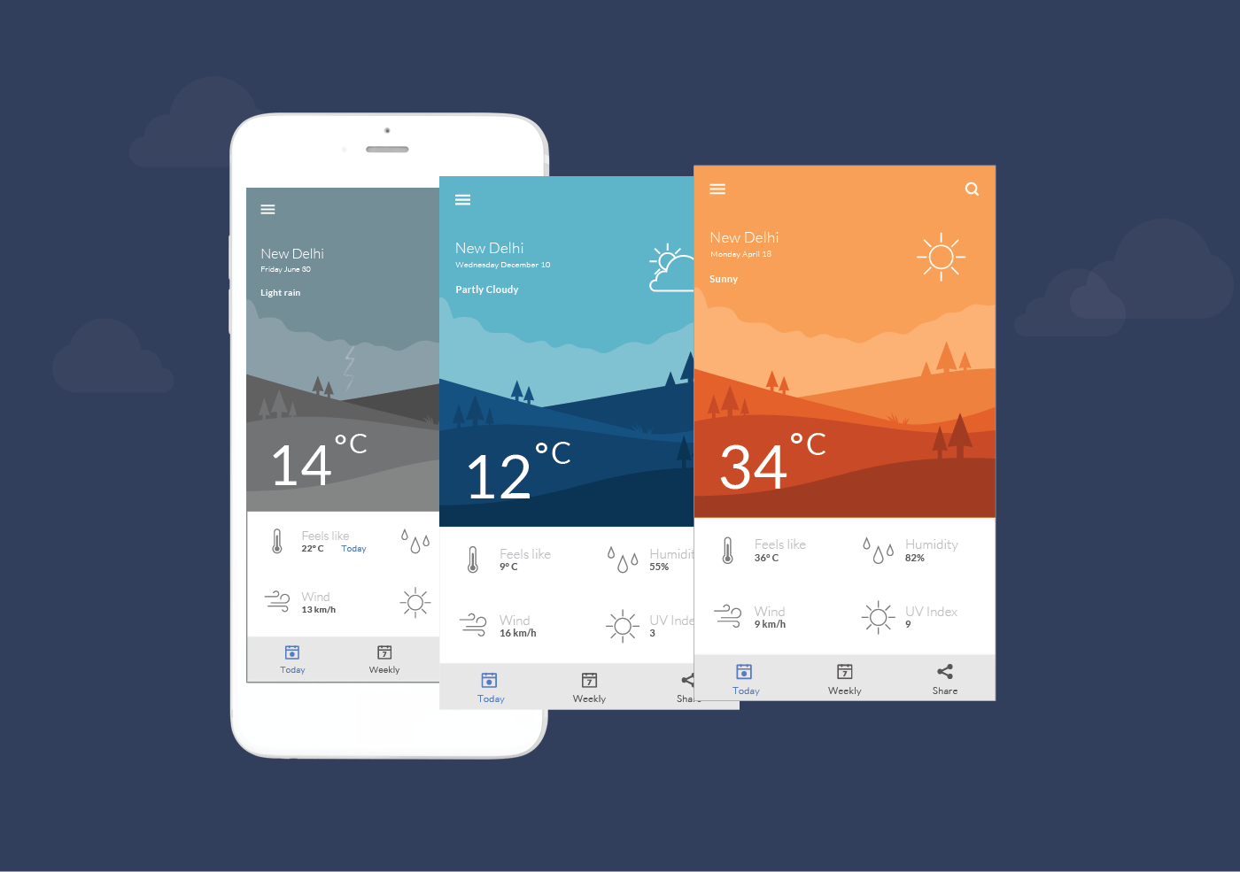 Android Weather App UI Design OnAirCode