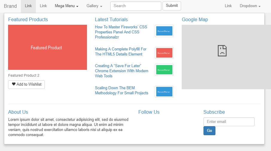 Responsive Bootstrap Mega Menu Code Snippets OnAirCode