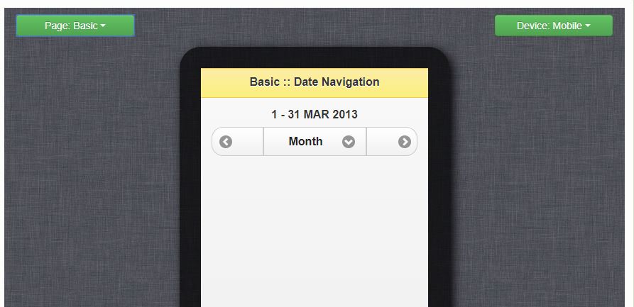 jQuery Mobile Date Navigation On Air Code