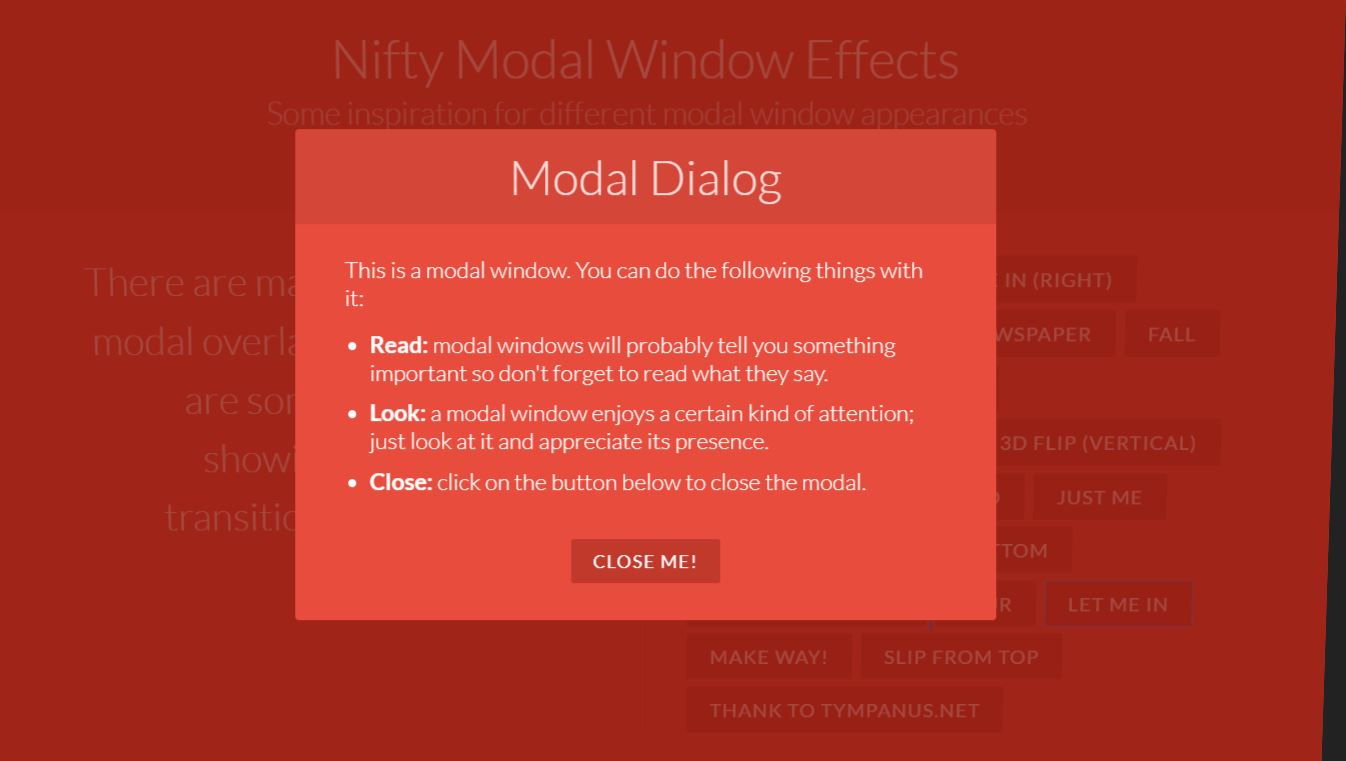 Nifty Modal Window Effects 