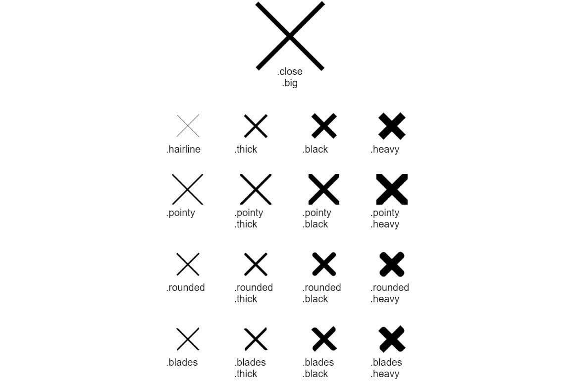 Pure CSS close icon examples