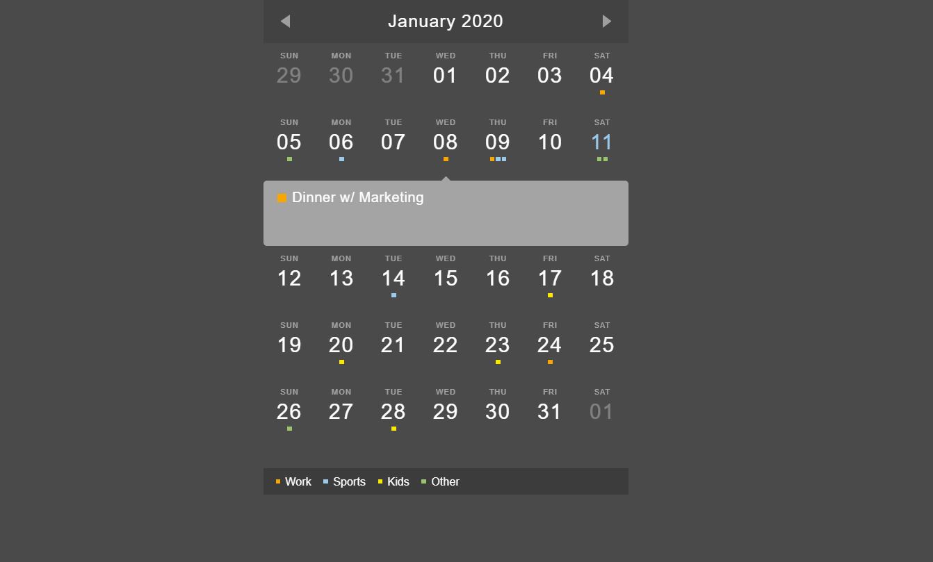 Event Calendar Date picker Widget 