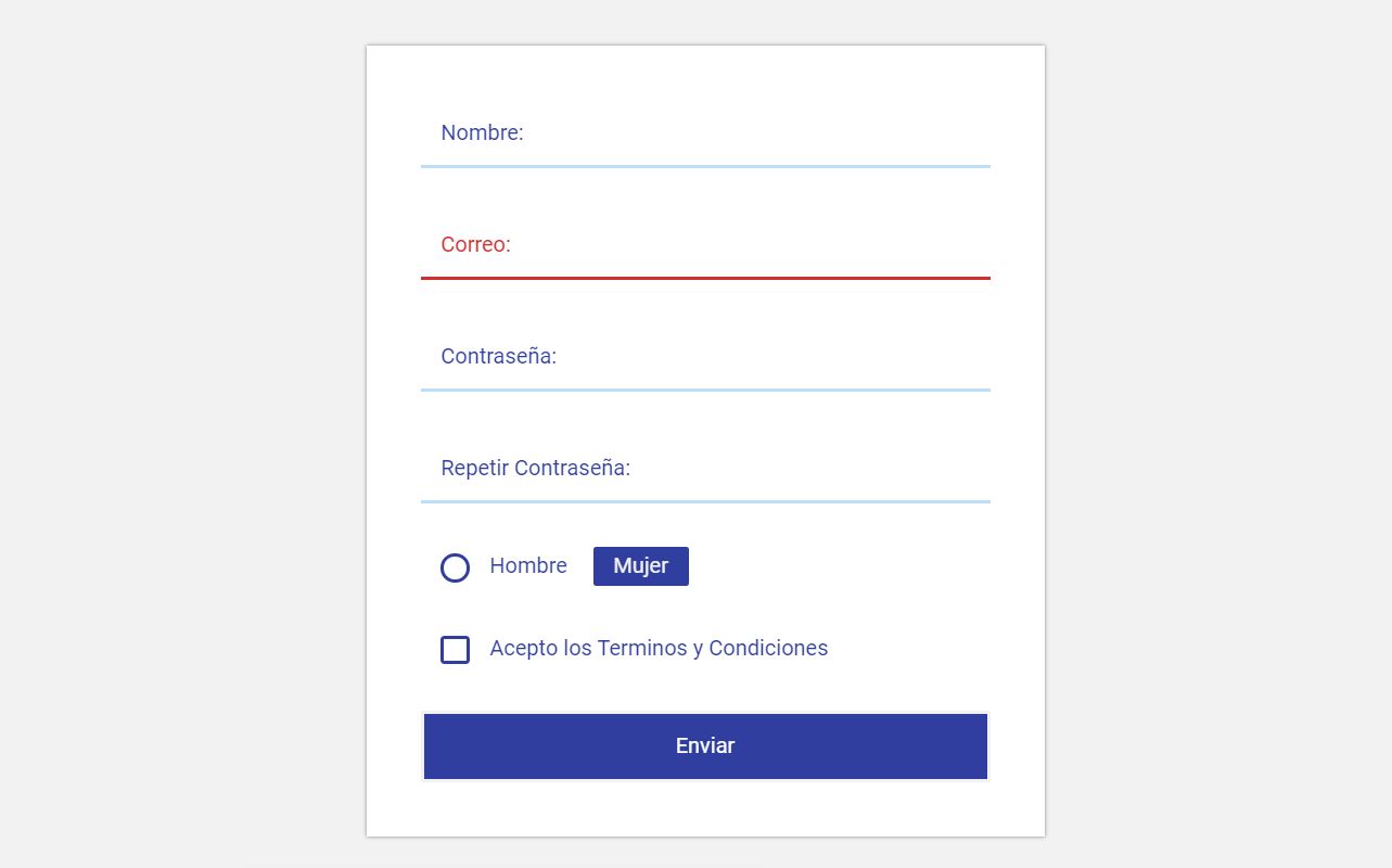 Formulario Estilo Material Design JS Radio Buttons Form 