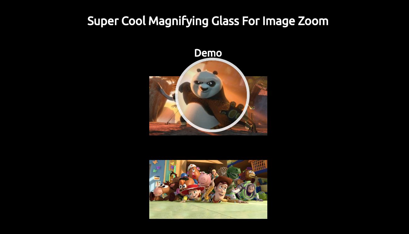 Magnifying Glass Bootstrap Image Zoom effect