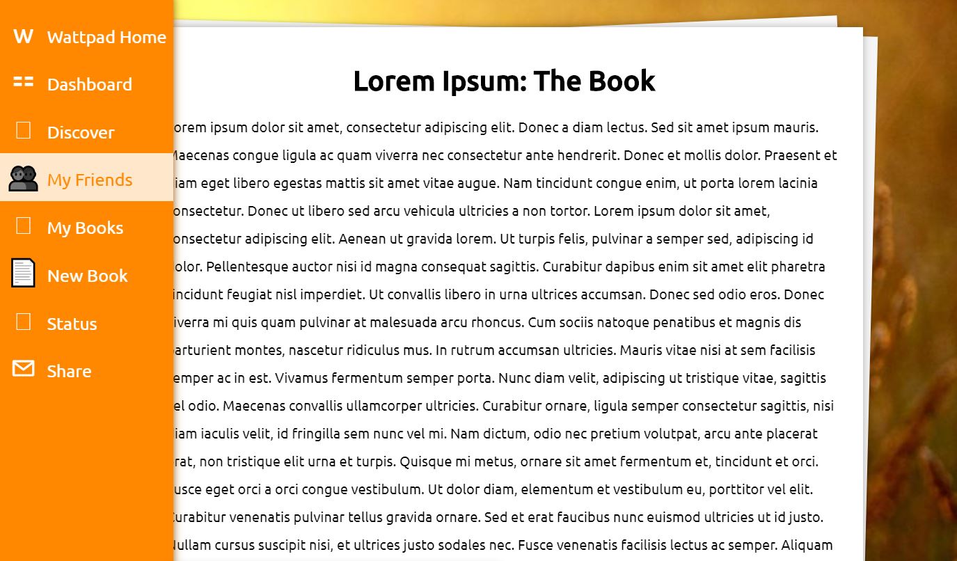 Wattpad Concept Side Bar 