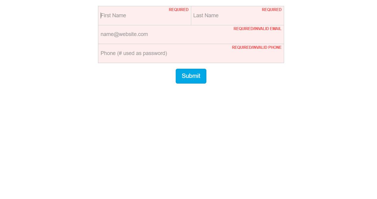 Floatign Labels JavaScript Form Validation