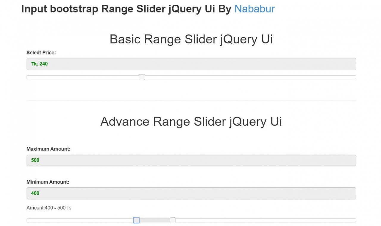 10+ Bootstrap Price Range Slider Examples OnAirCode