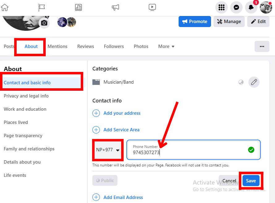 How To Add Phone Number On Facebook Page