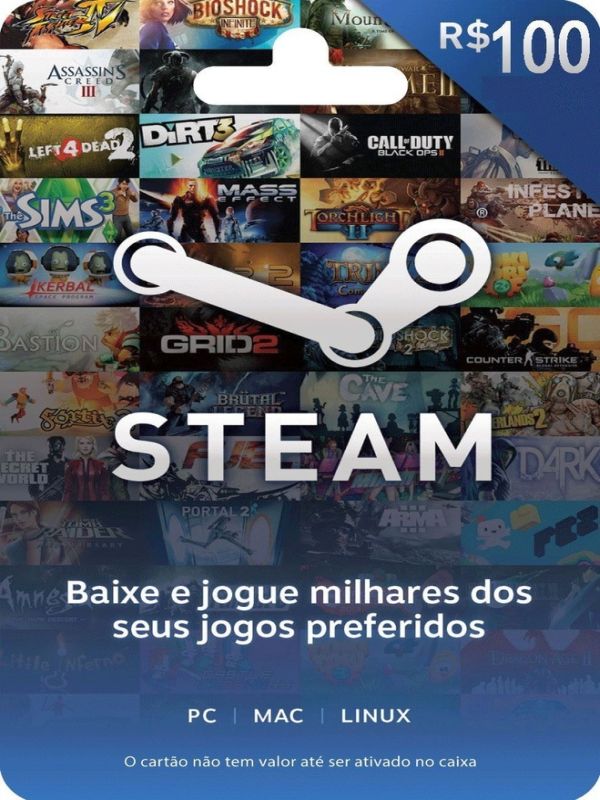 Steam Cartão Pré Pago R 100 Reais ON Cards