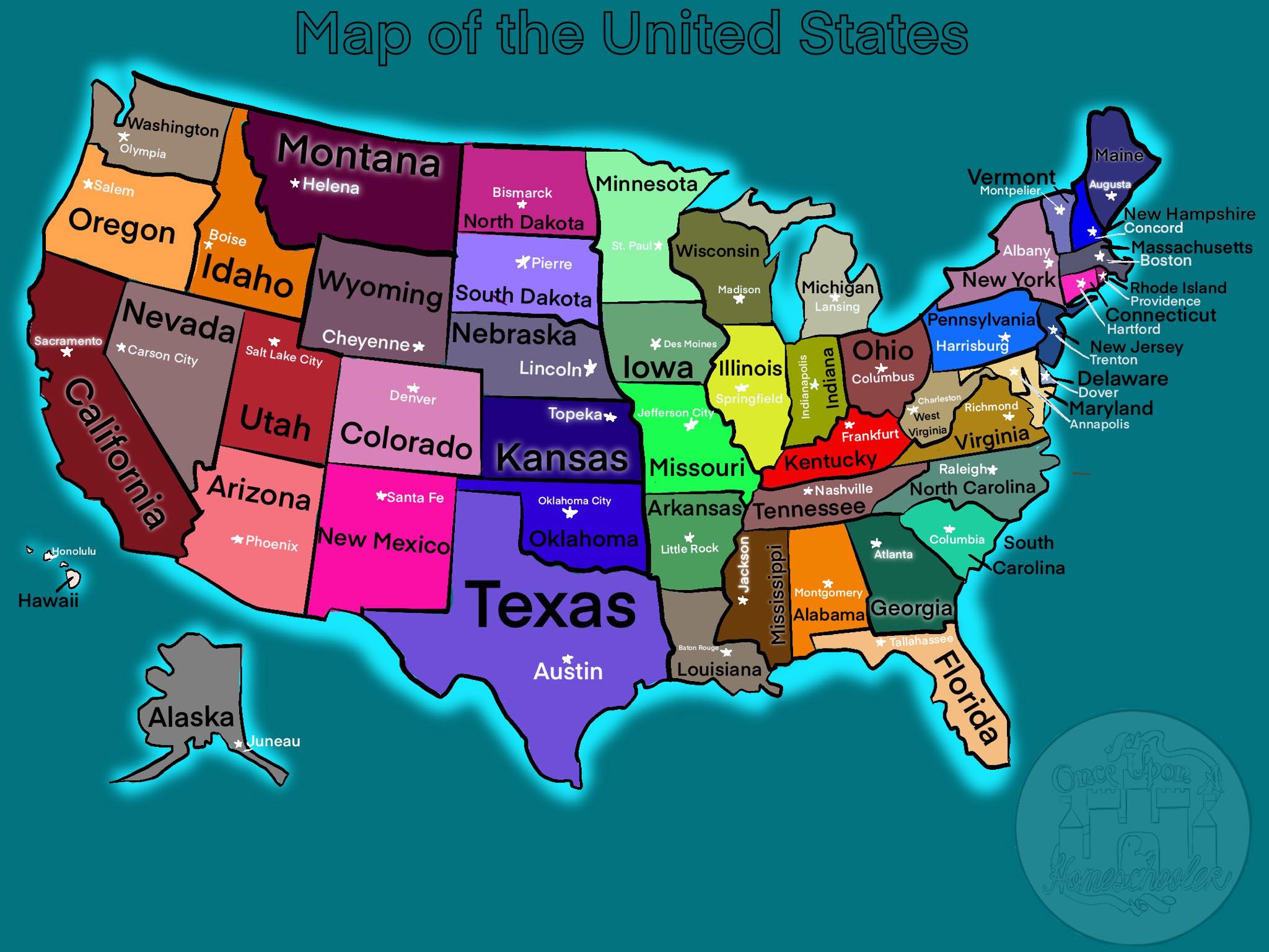 United States Map Once Upon a Homeschooler