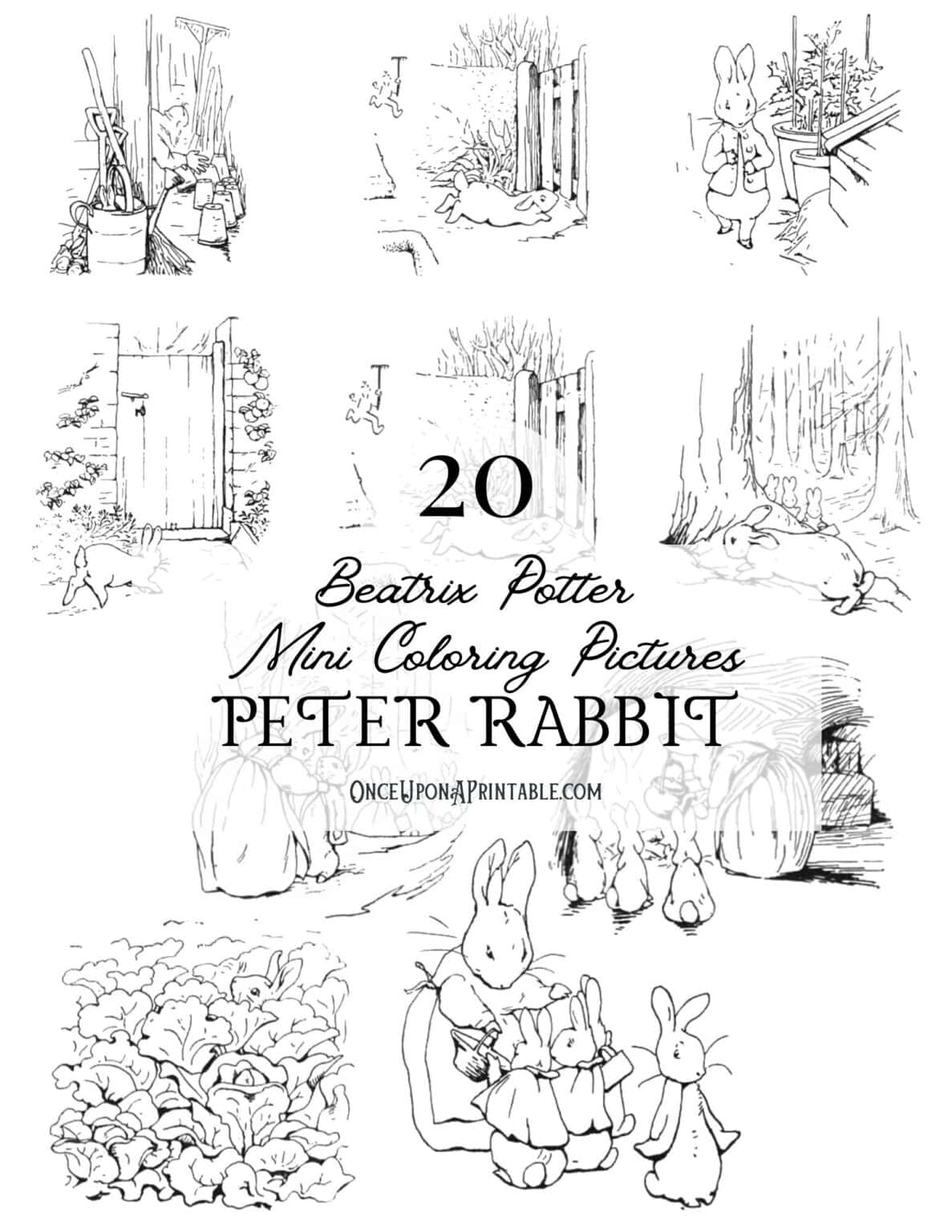 Classic Peter Rabbit Mini Coloring Pages Free Printables - Once Upon A