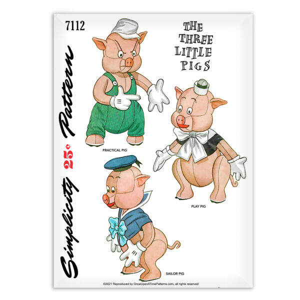 The Three Little Pigs Stuffed Animal Pattern Simplicity 7112 Vintage