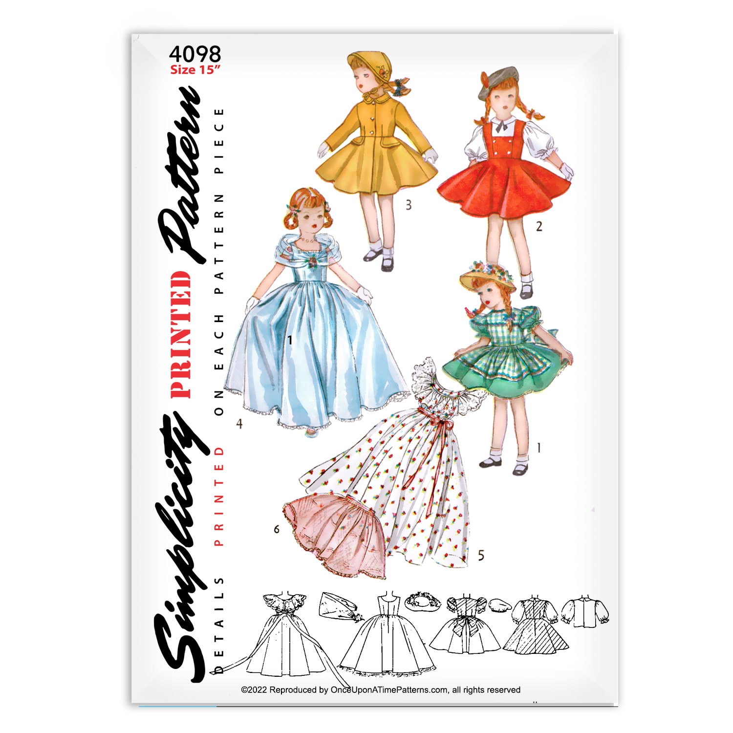 Dolls Wardrobe Dress Evening Gown Simplicity 4098 Vintage Sewing Patterns Shop