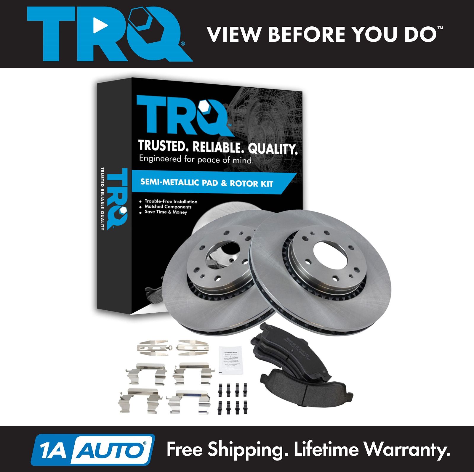 TRQ Front Premium Metallic Brake Pad & Rotor Kit for GMC Chevy Saab SUV