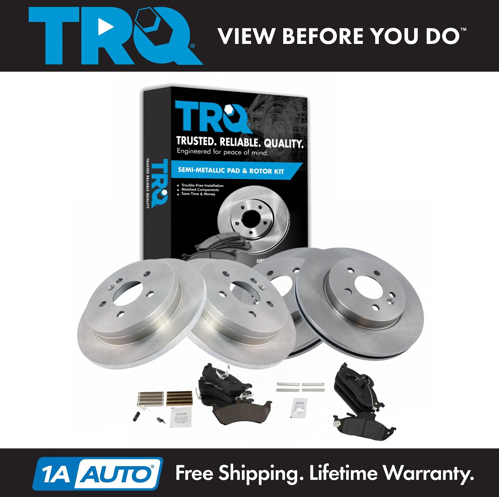 Brake Pad & Rotor Kit Semi Metallic Front & Rear for MB ML320 ML350