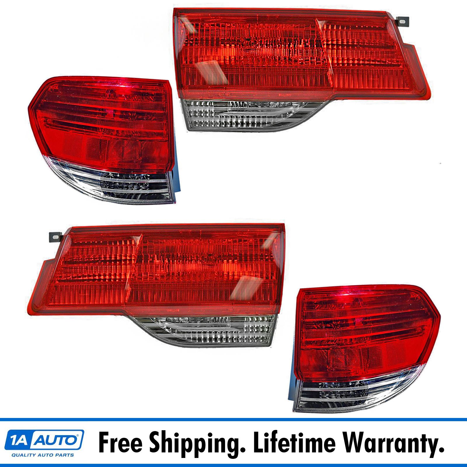 Tail Light Lamp Inner Outer LH RH Set of 4 for 0810 Honda Odyssey New