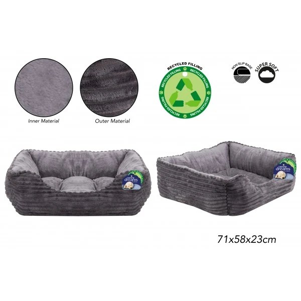 SWEET DREAMS Ribbed Large Pet Bed Grey One and Every