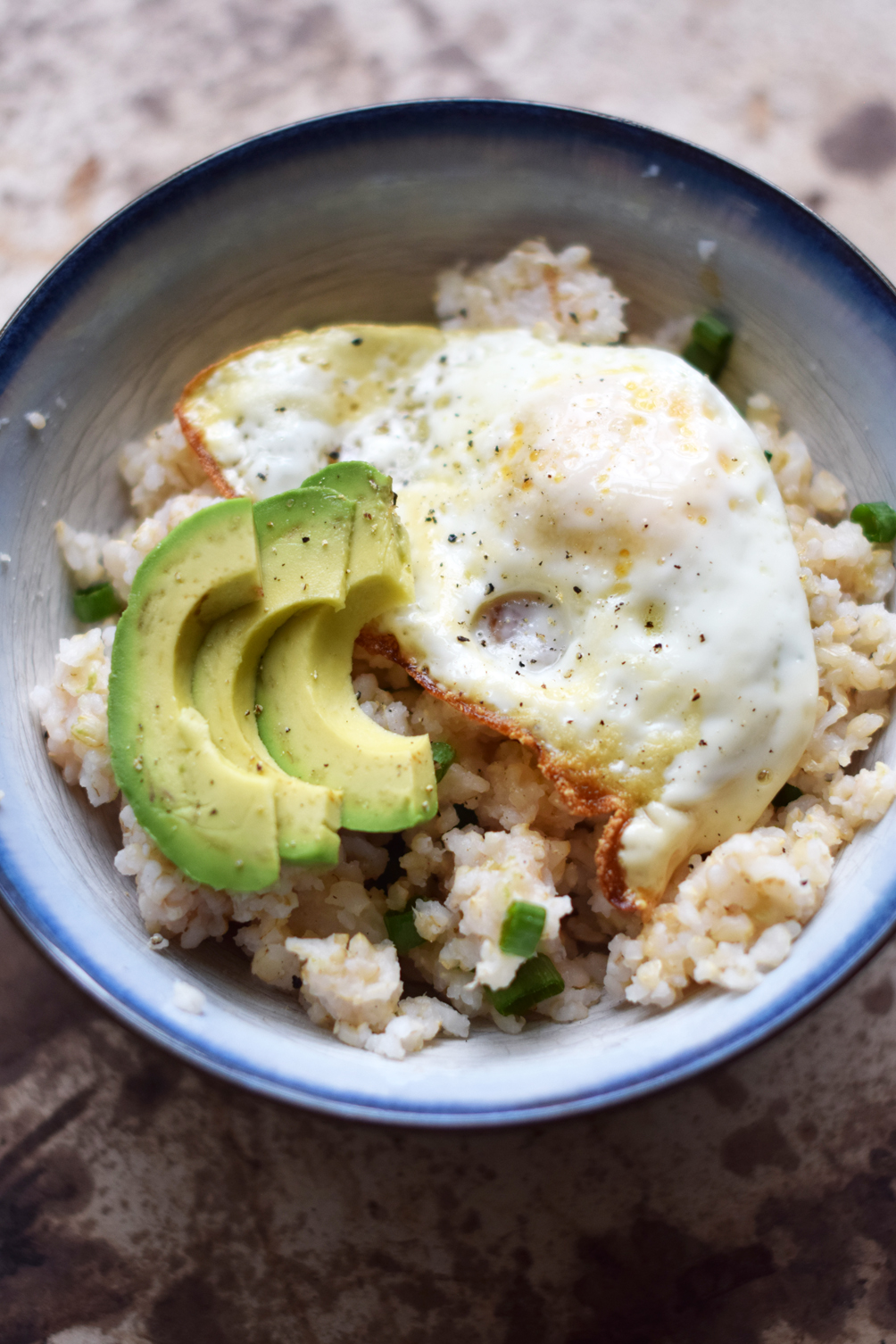 fried egg avocado rice bowl One Brass Fox