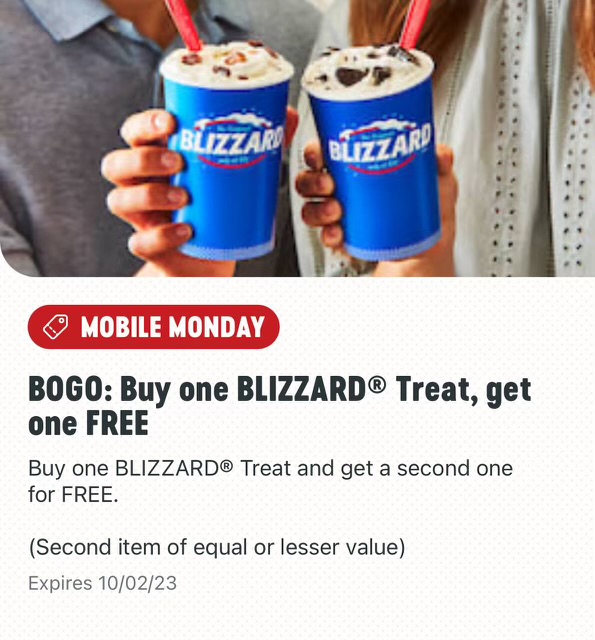 BOGO Blizzards for at Dairy Queen TODAY ONLY! One Cute Couponer