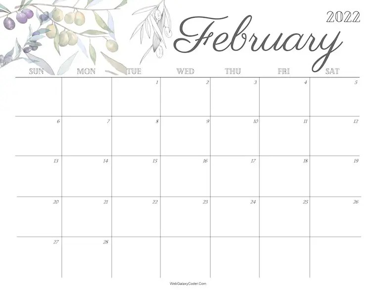February 2022 Calendar Cute Free Printable February 2022 Calendars - World Of Printables