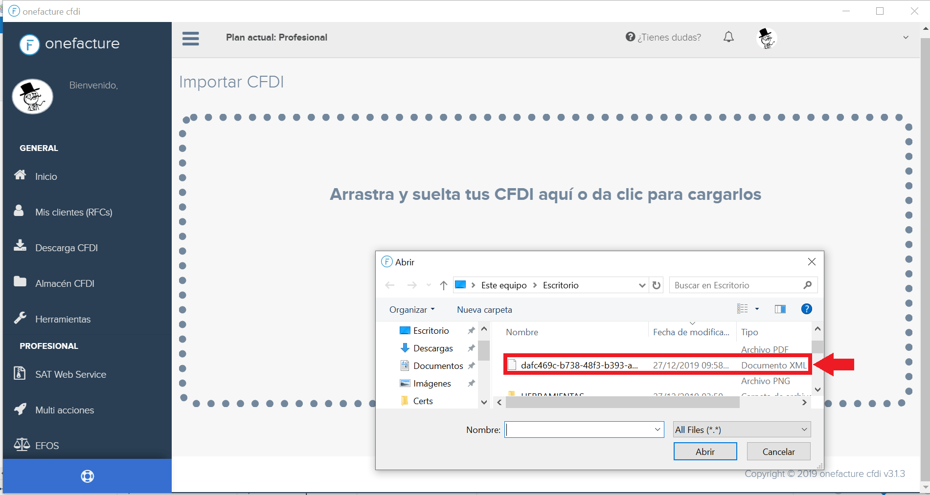 Módulo de herramientas en onefacture cfdi
