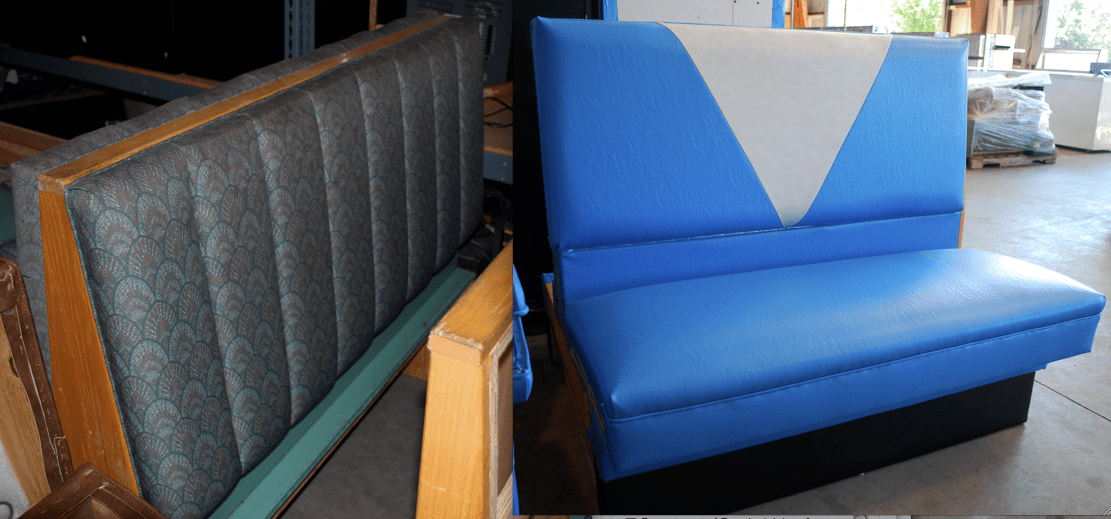 Reupholstered Booths, the Greek Way! One Fat Frog