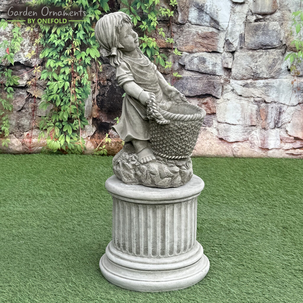 Girl Garden Statue Flower Pot Planter on Pedestal Onefold Ltd