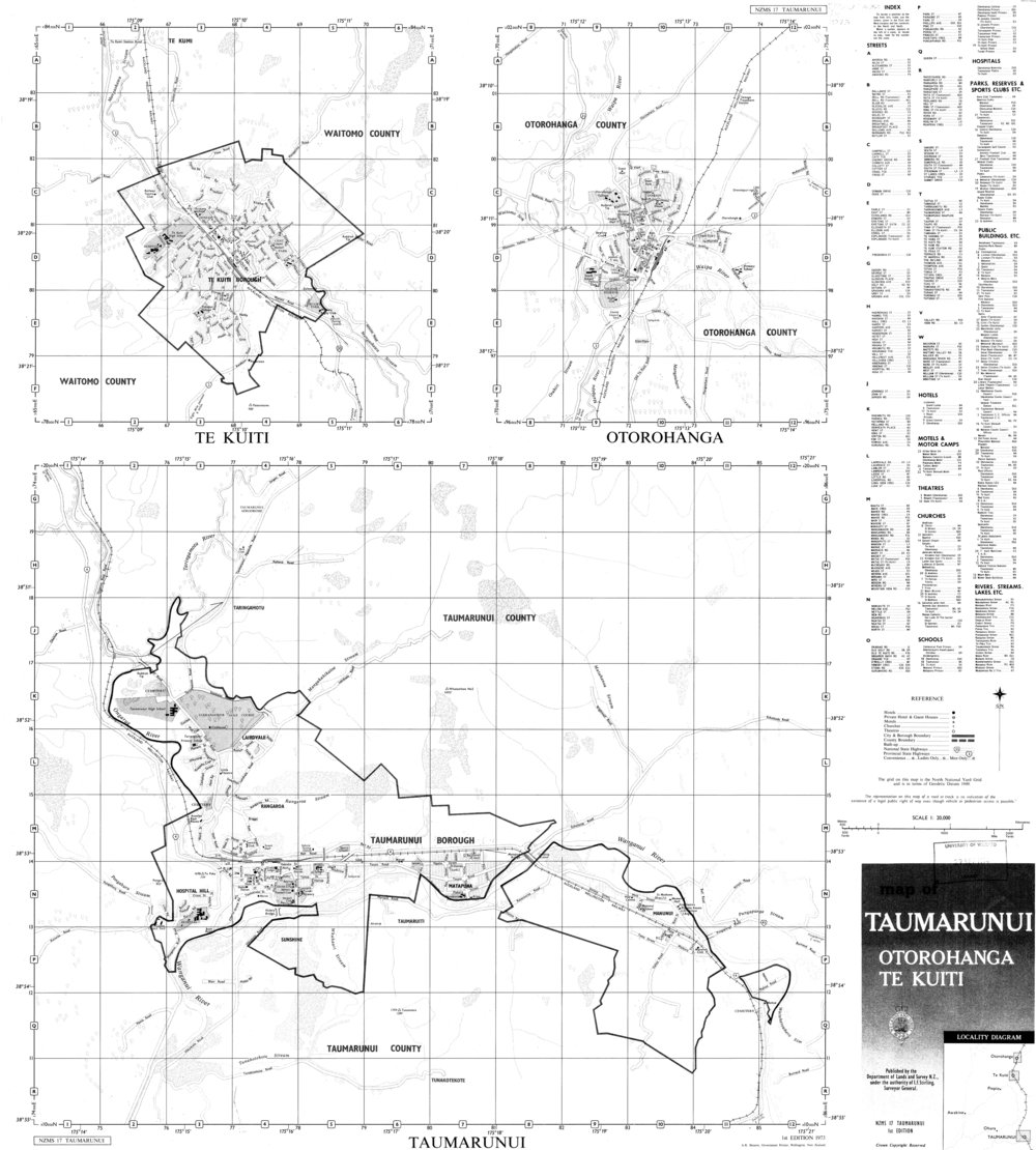Taumarunui; Otorohanga; Te Kuiti street map University of Waikato