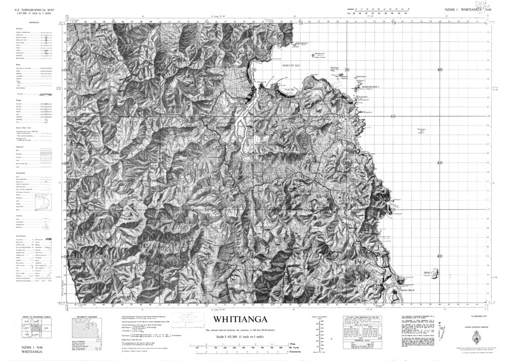 Whitianga topographical map. University of Waikato