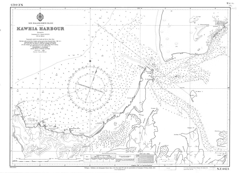 Kawhia Harbour hydrographic chart University of Waikato