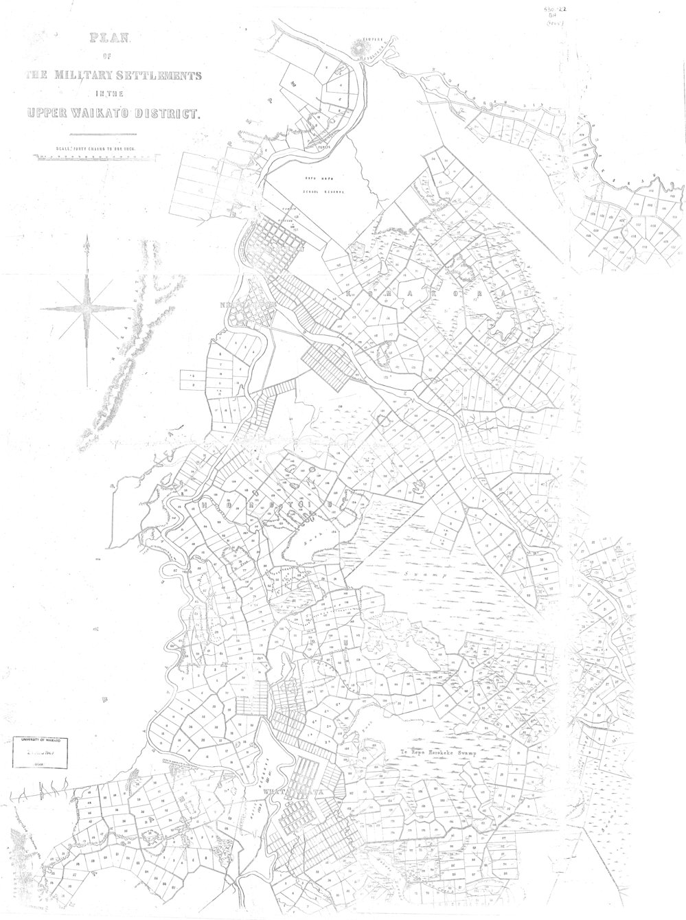 Plan of the military settlements in the upper Waikato District