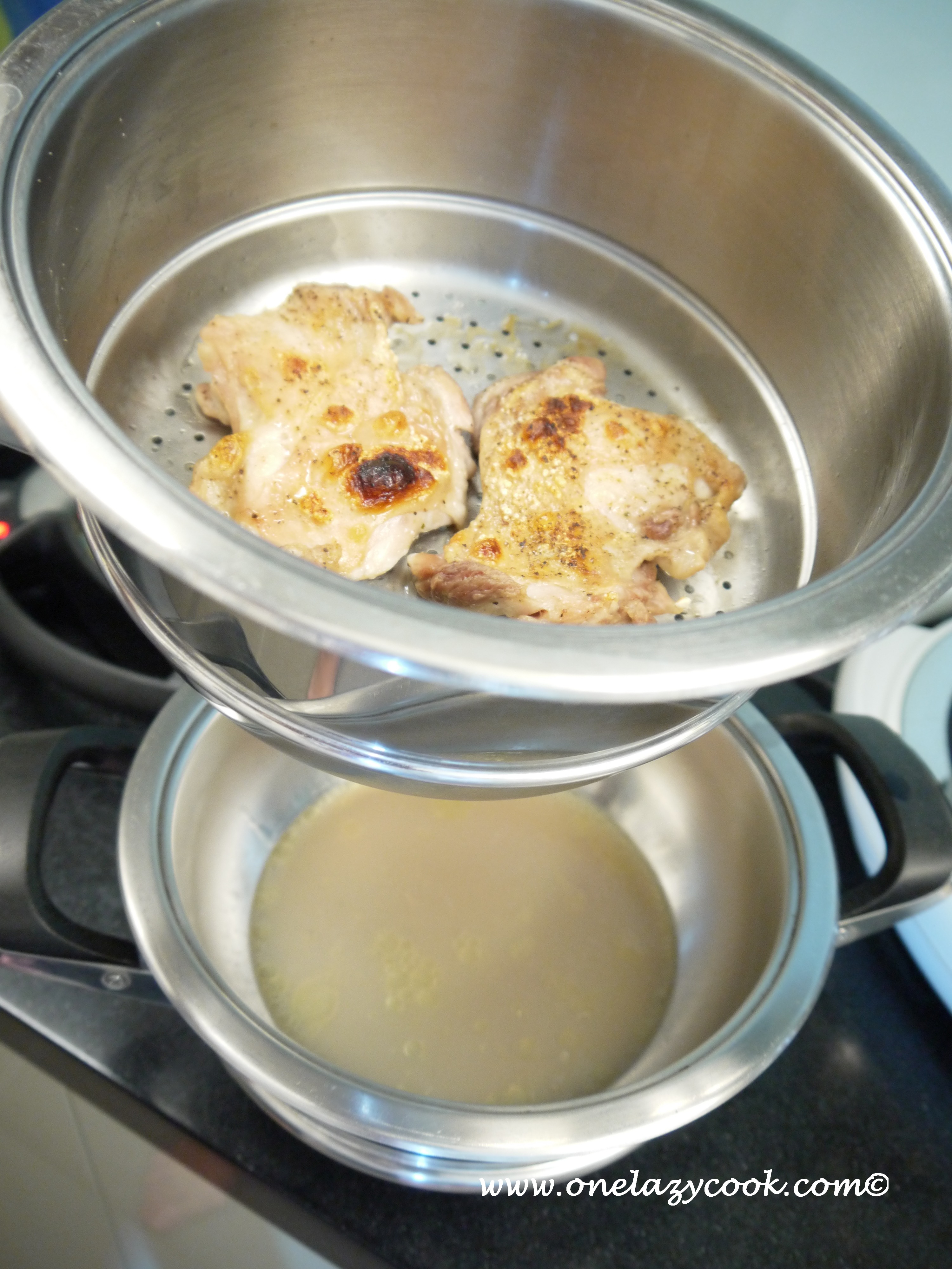 Crispy Chicken Thigh with a Steamer Unit. Yes, Steamer! One Lazy Cook