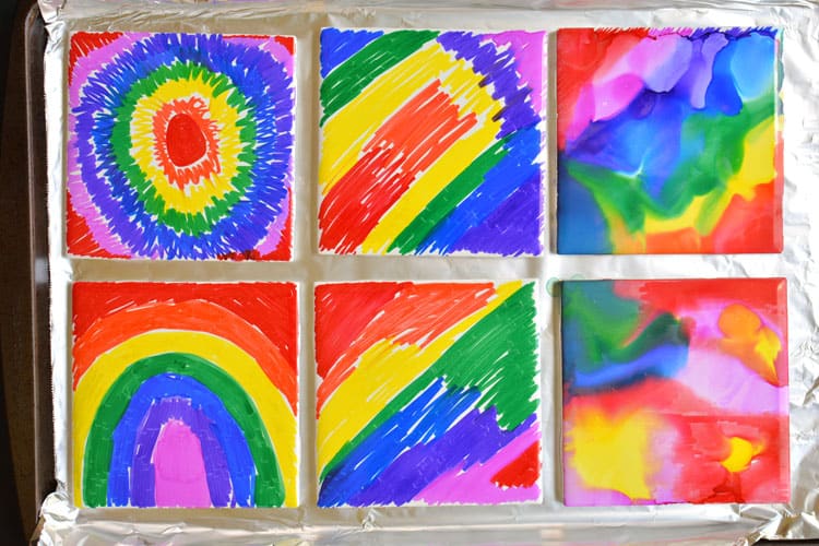 Sharpie Dyed Tile Coasters Using Rubbing Alcohol