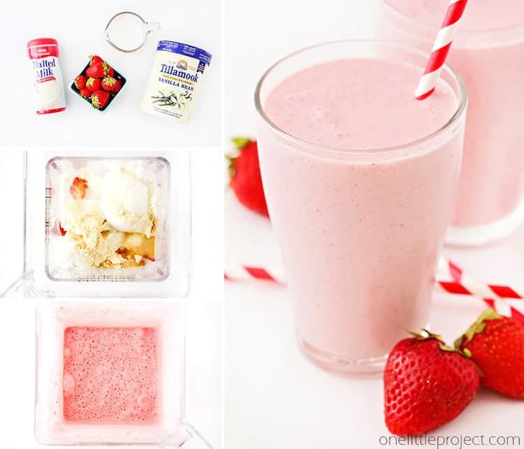 Strawberry Malt Shake Recipe One Little Project